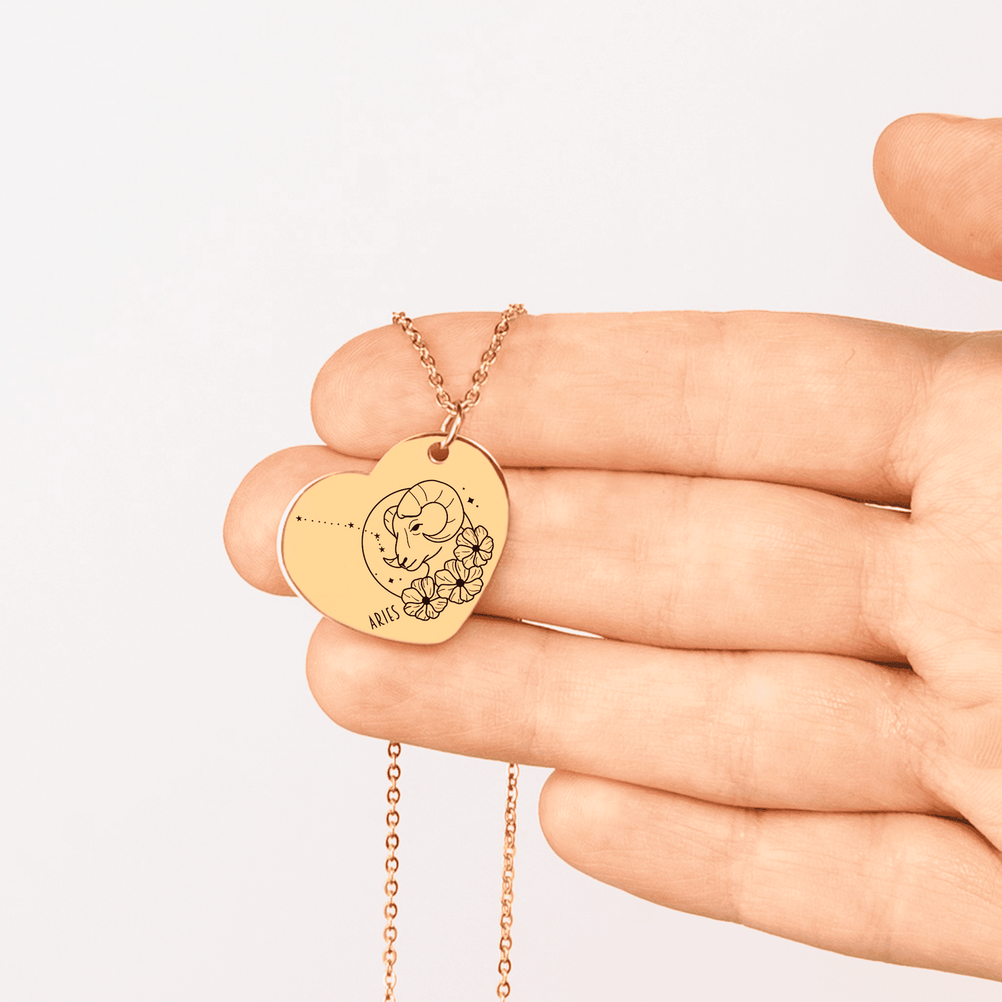 Aries Zodiac Sign Heart Necklace