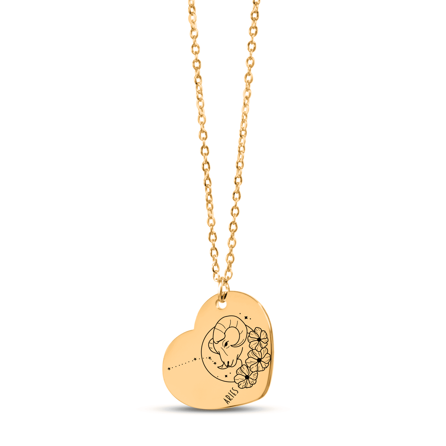 Aries Zodiac Sign Heart Necklace