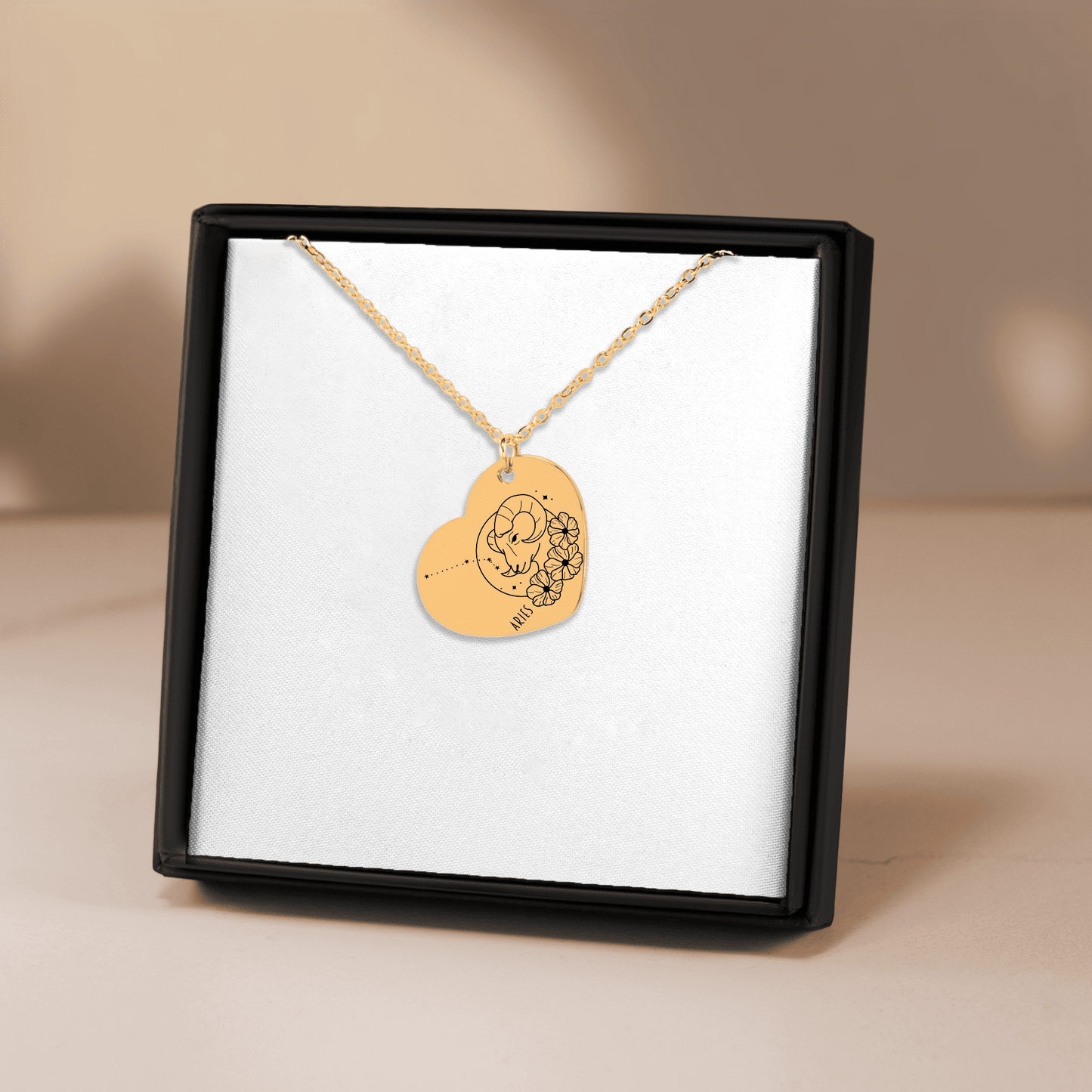 Aries Zodiac Sign Heart Necklace