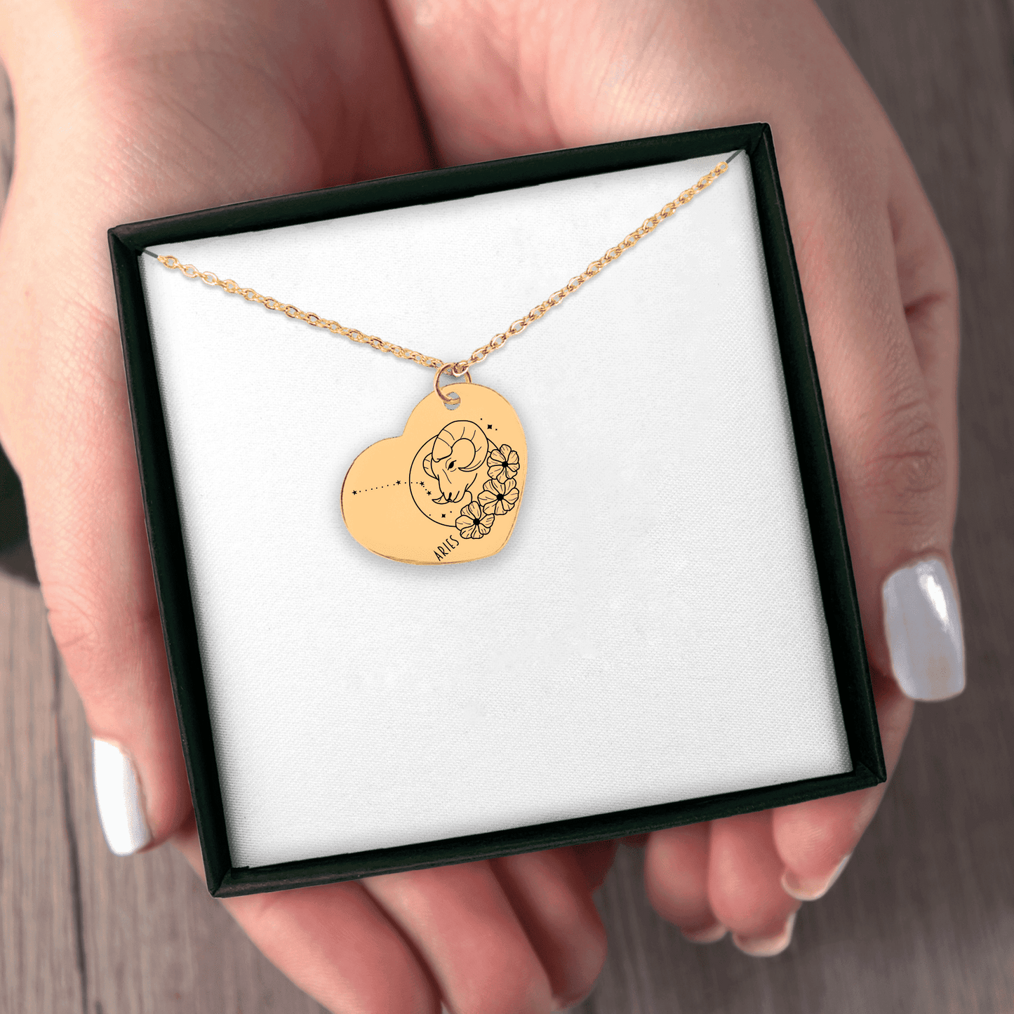 Aries Zodiac Sign Heart Necklace
