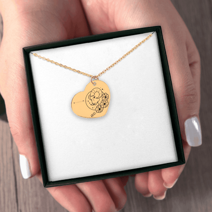 Aries Zodiac Sign Heart Necklace